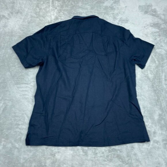 Scotch & Soda Mens Linen Navy Short-Sleeve Button-Up Shirt Size L a0831 - Picture 8 of 9